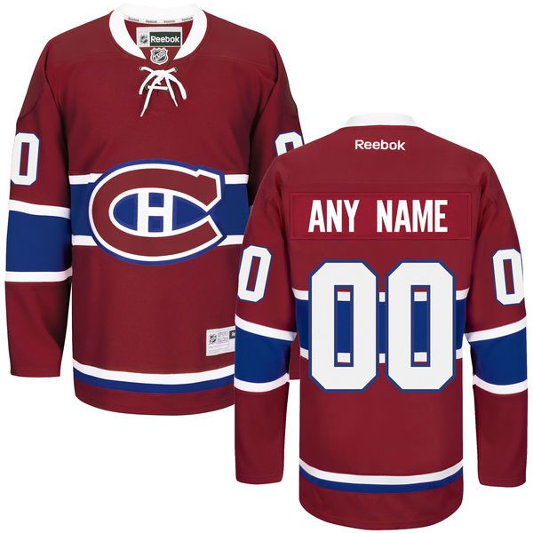 Men Montreal Canadiens Reebok Red Premier Home Custom NHL Jersey->->Custom Jersey
